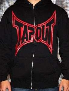 TapouT Mma Black with Red Sweatshirt College zip up Hoodie Hoody 