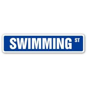  SWIMMING Street Sign swim fins swimmer suit trunks team 
