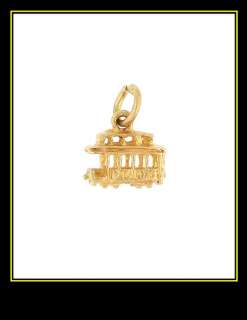 VINTAGE 14K SOLID YELLOW GOLD TROLLEY BUS PENDANT/CHARM  