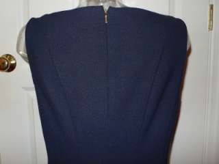 Tory Burch Medium Navy Blue Wool Vivian S/L Shift Dress NWT 12  