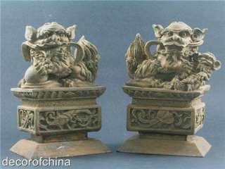 Unique Pair of Chinese Foo Dogs Figures Statues JL2 02  