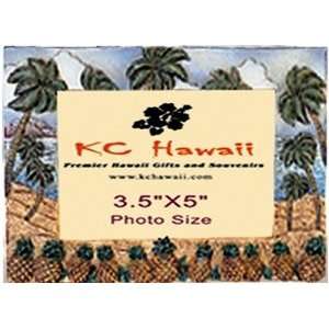 Hawaiian Photo Frame Island Palm Tree & Pineapple 3 x 5 in.  