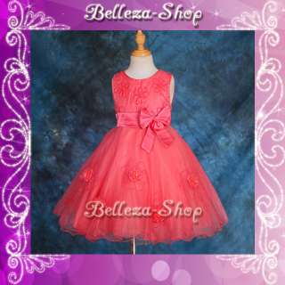 Red Wedding Flower Girl Pageant Party Dress Size 5 6  