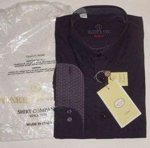 HARRY & SONS ITALY EGGPLANT SLIM FIT DRESS SHIRT 15.5  