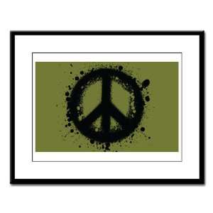  Large Framed Print Peace Symbol Ink Blot 