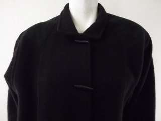 womens full length wool coat overcoat GEIGER black XL 40 leather 