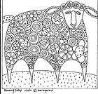 RUG HOOK PAPER PATTERN Blooming Sheep FOLK ART ABSTRACT UNIQUE MODERN 