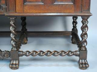 ANTIQUE CARVED OAK ENGLISH JACOBEAN STYLE SIDEBOARD BUFFET SERVER 