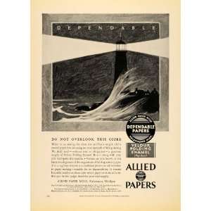  1930 Ad Allied Paper Velour Folding Enamel Lighthouse 