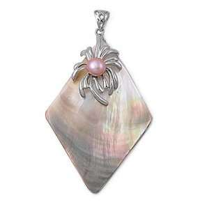   Mother of Pearl Stone Pendant   Diamond Shape   67mm Height Jewelry