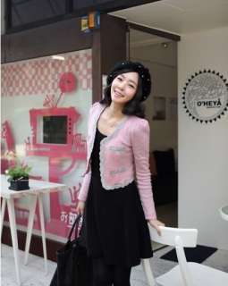 yrfashion Korea Fashion Women Lovely Embroidery Pink Wool Woolen Puff 