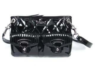 Coach Poppy Black Liquid Gloss Patent Leather Hippie Crossbody Handbag 