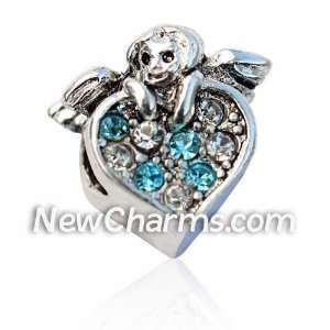  Angel Heart Blue European Bead Pandora Style Chamilia 