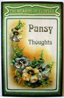 PANSY FLOWER METAL SIGN Vintage Primitive COTTAGE CHIC  