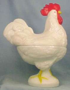 Outstanding MILK GLASS ROOSTER on NEST Westmoreland # 1  