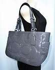 COACH GALLERY STITCHED DARK GREY PATENT LEATHER EMBOSSED TOTE F18326 