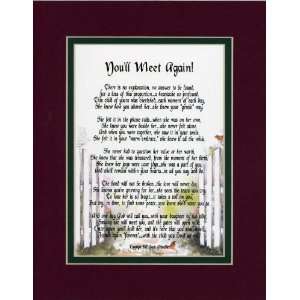   8x10 Poem, Double Matted In Burgundy Over Dark Green, A Sympathy Gift