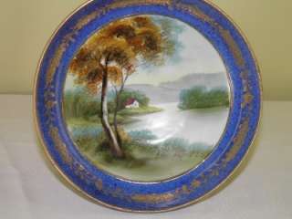   NORITAKE HAND PAINTED GILDED COBALT BLUE CENTERPIECE COMPOTE BOWL DISH