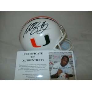  Willis Mcgahee Autographed Miami Hurricanes Mini Helmet 