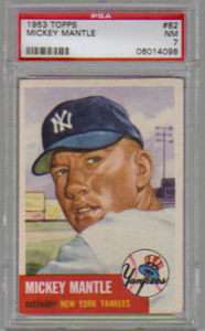 1953 Topps #82 Mickey Mantle Hall of Fame PSA 7 Near Mint Short Print 