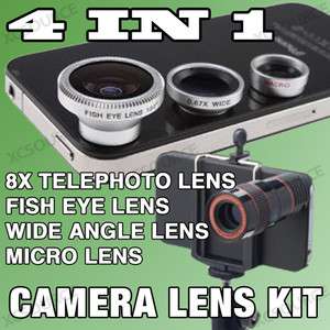   + Micro Lens + Fish Eye + 8X Telephoto Lens Kit for iPhone 4 4G DC74