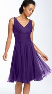 Plum Purple Sleeveless Silk Chiffon Party Dress