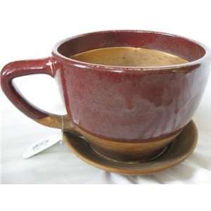  Oversized Red and Brown Teacup Coffee Cup Planter Patio 