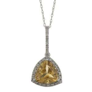   Gold 3.6cttw Trillion Citrine and Diamond Pendant Necklace Jewelry
