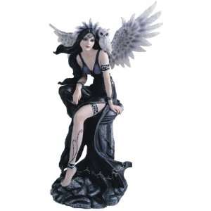 Black Fairy With White Owl Collectible Figurine Decoration Statue 