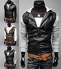 New Mens Stylish Slim Fit PU Leather Jackets Sweater hoodies Coats 3 