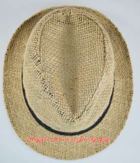 Mens Summer Cool Straw Fedora Hat (Natural/Black band)  