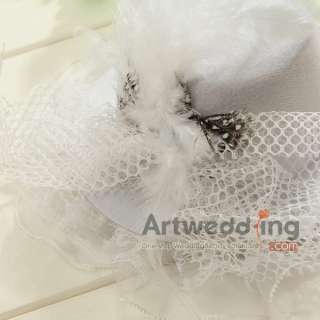   Wedding Hat with Feather and Rhinstone (Watermelon/White/Red/Black