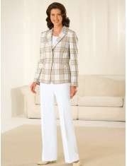 piece pant suit beige & white size 20W & 22W  