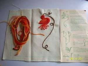 Vtg 3 Embroidery Stamped Kits Complete w Needle  