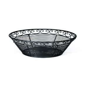 Tablecraft Black Powder Coated Mediterranean Metal Round Basket   12 