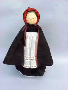 ANTIQUE WOODEN GRODNERTAL PENNY DOLL PEG JOINTED CIRCA 1890 12IN 
