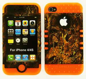 in 1 HYBRID Silicone Rubber+Cover Case for APPLE iPhone 4 4S OR/Camo 