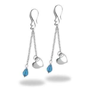 Luca Barra Ladies Earrings in White Steel with Blue Crystals, form 
