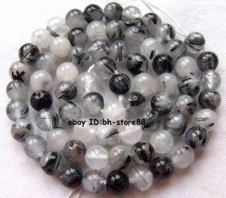 6mm natural Black Rutilated Quartz round loose Beads 15  