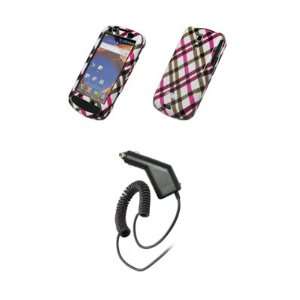  EMPIRE Hot Pink Plaid Design Snap On Cover Case + Car 