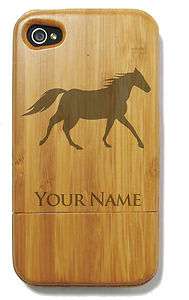 Personalized Laser Engraved BAMBOO iPhone 4 4S Case/Cover   HORSE 