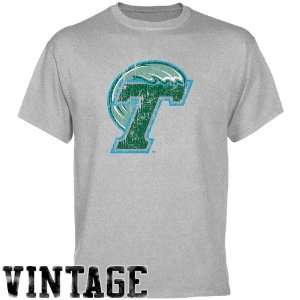  Tulane Green Wave Ash Distressed Logo Vintage T shirt 