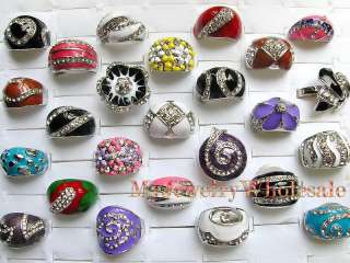 wholesale lots 25 craft glaze Rhinestone silver rings  