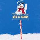 36 LIGHTED SNOWMAN CANDY CANE YARD STAKE CHRISTMAS NEW