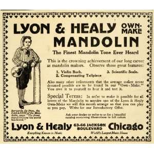 1918 Ad Lyon & Healy Mandolin Violin Musical Instruments Vintage Music 