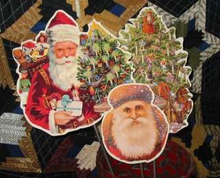 Set 3 Victorian Scrap Xmas Tree Santa Paper Picks  