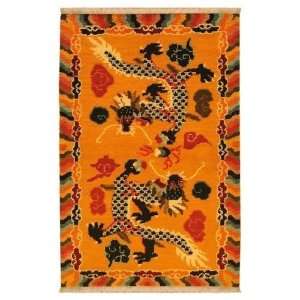  EXP 5 x 26 Hand Knotted Tibetan Dragons Wool Area Rug 