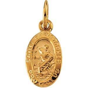   Yellow Gold 08.75X05.75 mm St. Christopher Medal CleverEve Jewelry