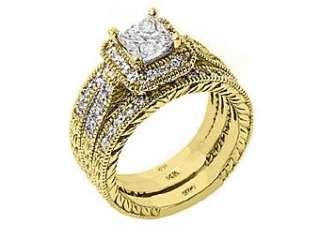 73CT WOMENS ANTIQUE DIAMOND ENGAGEMENT RING WEDDING BAND BRIDAL SET 