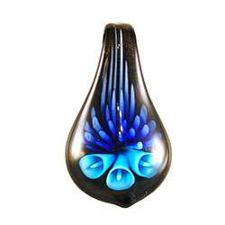 Murano style Glass Lily Flower Teardrop Pendant  